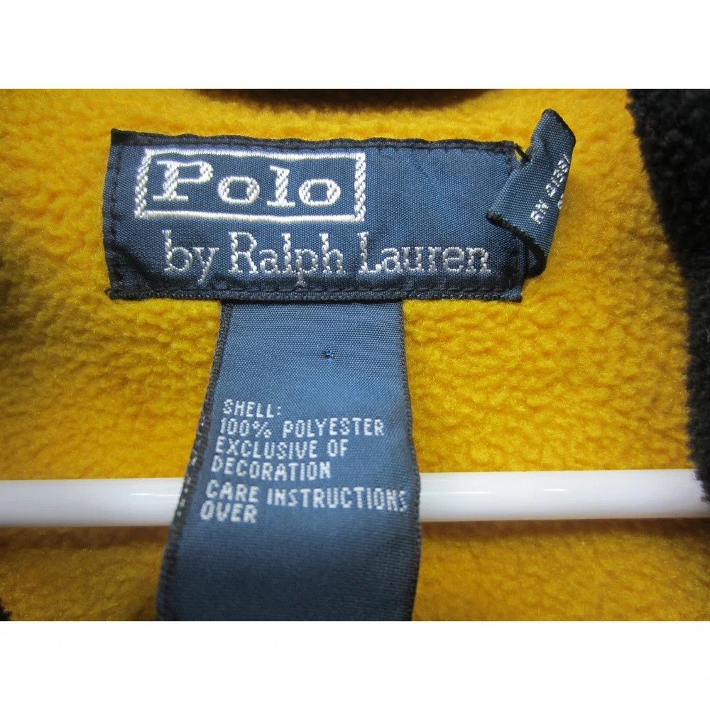 Polo Ralph Lauren Polartec Fleece Jacket Mens Yellow Black Colorblock Full Zip